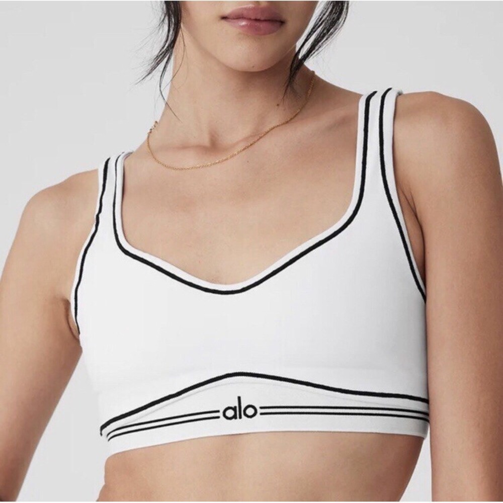 Alo Yoga Airbrush Heart Throb Bra White/Black L